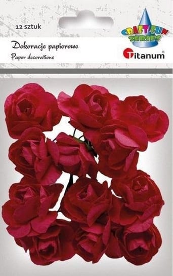 Papierowe róże na druciku różane 25mm 12szt TITANIUM