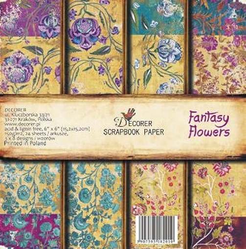 Papiery do scrapbookingu "Fantasy Flowers" 24 arkusze Decorer