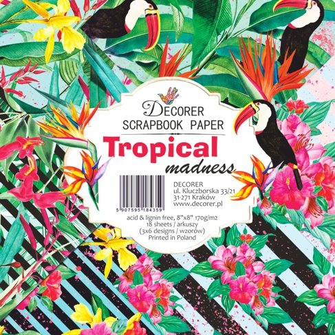 Papiery Do Scrapbookingu Tropikalne Szaleństwo Zestaw 18 Arkuszy Decorer
