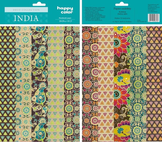 Papiery ozdobne Deco, India Mix, 10 motywów, 20x29 cm Happy Color