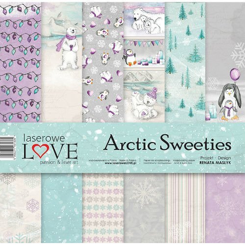 Papiery świąteczne Arctic Sweeties 30x30 cm 6 ark Laserowe LOVE