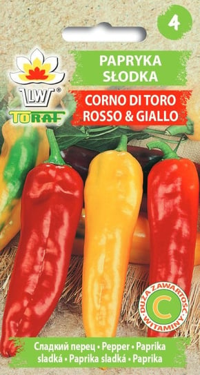 Papryka słodka CORNO DI TORO ROSSO I GIALLO 
(długa stożkowa, czerwona, żółta i zielona)
Capsicum annuum L. Toraf