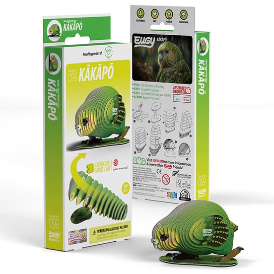 Papuga Kakapo Eugy. Eko Układanka 3D. Eugy