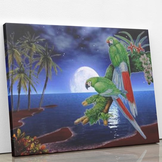 Papugi na wyspie - Diamentowa mozaika, haft diamentowy 50 x 40 cm ArtOnly