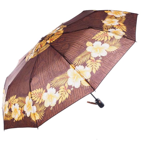 Parasol damski brązowy w kwiaty półautomat KADAMA