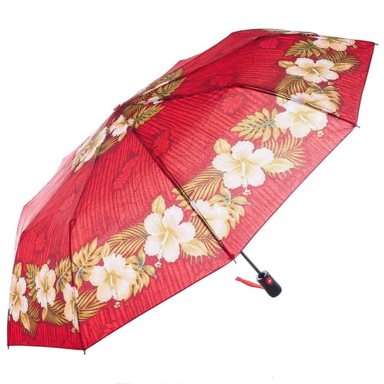 Parasol damski czerwony w kwiaty półautomat KADAMA
