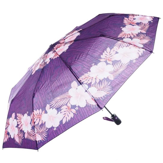 Parasol damski fioletowy w kwiaty półautomat KADAMA