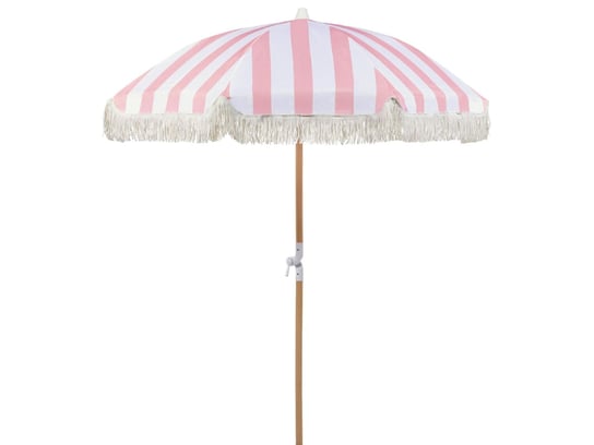 Parasol ogrodowy ⌀ 150 cm różowy z białym MONDELLO Beliani