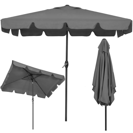 Parasol ogrodowy 240 cm składany, z korbką wodoodporny ciemnoszary Springos