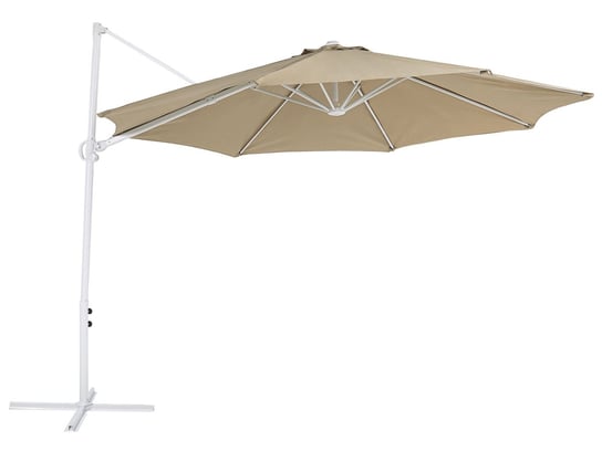 Parasol ogrodowy ⌀ 295 cm szarobeżowy z białym SAVONA II Beliani