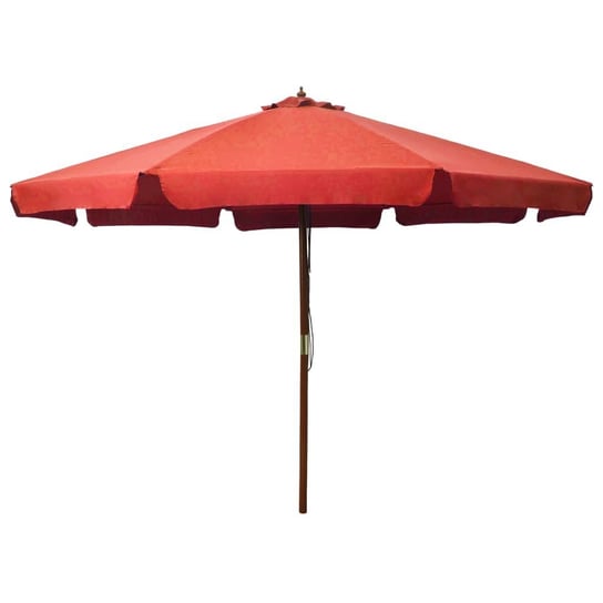 Parasol ogrodowy na drewnianym słupku VidaXL, czerwony, 330 cm vidaXL
