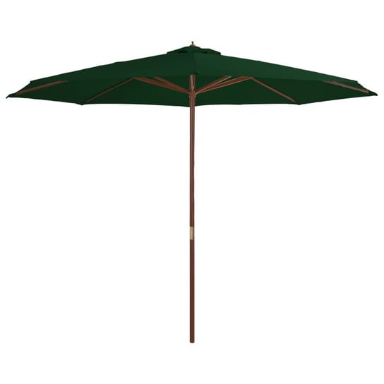Parasol ogrodowy na drewnianym słupku VIDAXL, zielony, 350 cm vidaXL