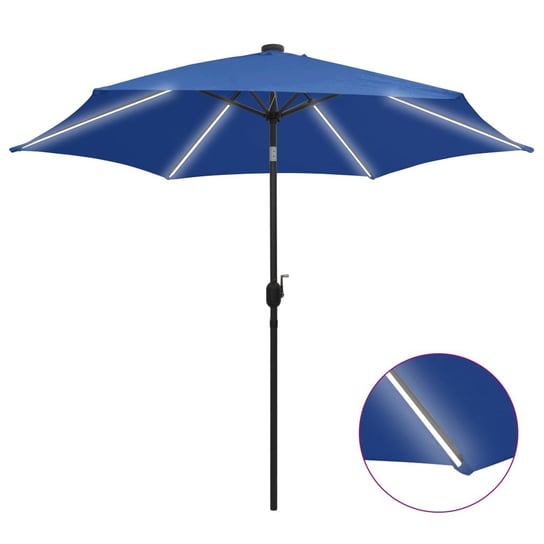 Parasol ogrodowy z LED i aluminiowym słupkiem VIDAXL, niebieski, 300 cm vidaXL