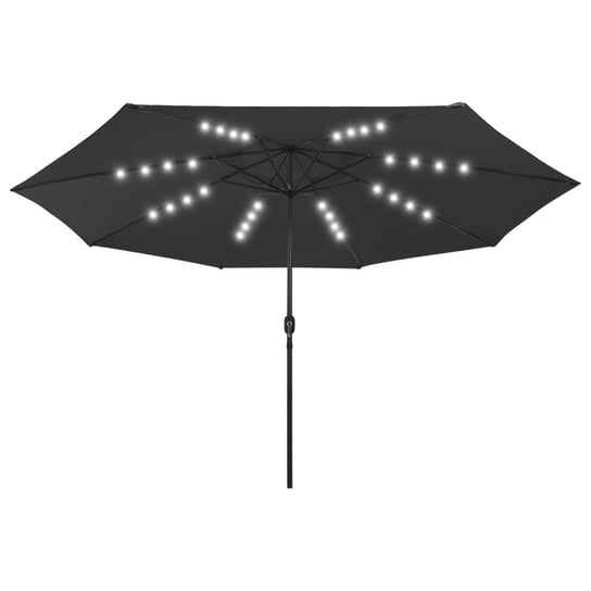 Parasol ogrodowy z LED i metalowym słupkiem, 400 cm, czarny vidaXL
