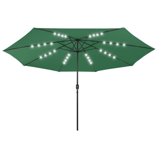 Parasol ogrodowy z LED i metalowym słupkiem, 400 cm, zielony vidaXL