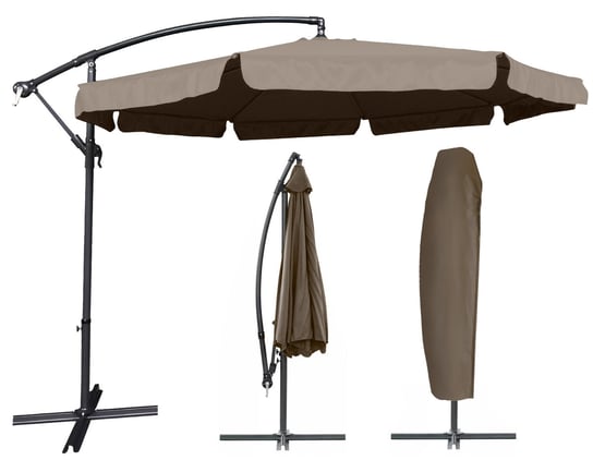 Parasol ogrodowy z pokrowcem duży DALLAS 350cm BEŻ Kontrast