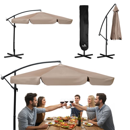 Parasol ogrodowy z wysięgnikiem pokrowiec 6 segmentów ø 350cm Plonos Plonos