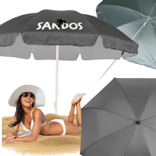 Parasol plażowy ogrodowy z powłoką UV wodoodporny szary Inna marka