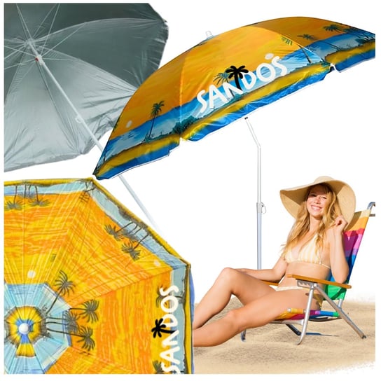 Parasol plażowy ogrodowy z powłoką UV wodoodporny wzór plaży Inna marka