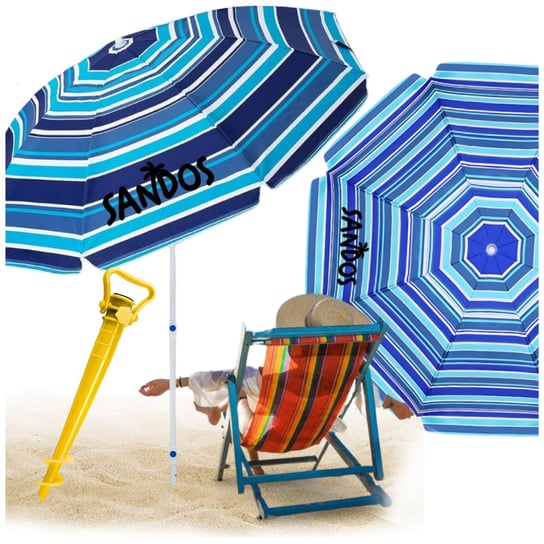 parasol plażowy w paski z kotwą i filtrem uv Zolta