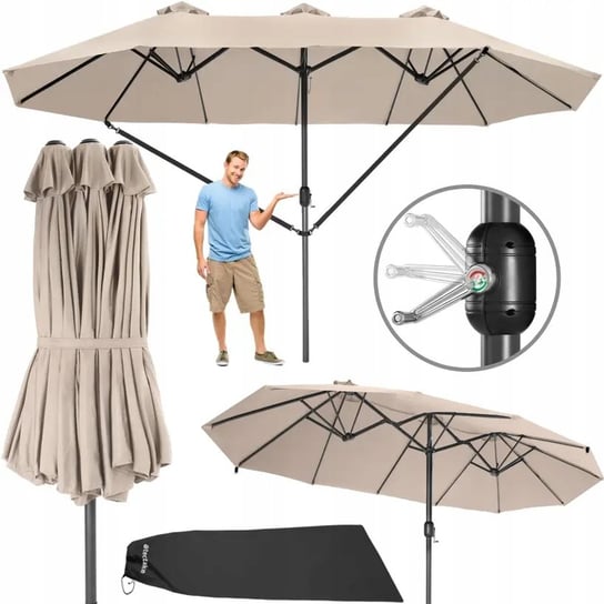 Parasol przeciwsłoneczny 460x270 cm szary PODWÓJNY Inna marka