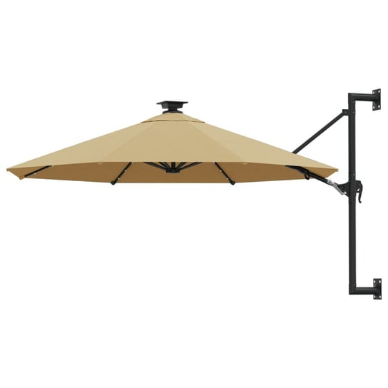 Parasol ścienny z LED, na metalowym słupku, 300 cm, kolor taupe vidaXL