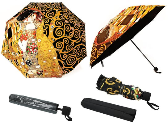 Parasol składany - G. Klimt, Pocałunek i Drzewo życia (dekoracja na wierzchu) (CARMANI) Hanipol