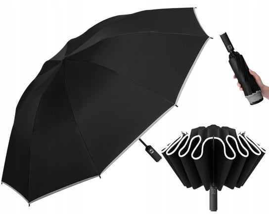 Parasol Składany masywny parasolka Automat Włókno XL duży mocny + pokrowiec Edibazzar
