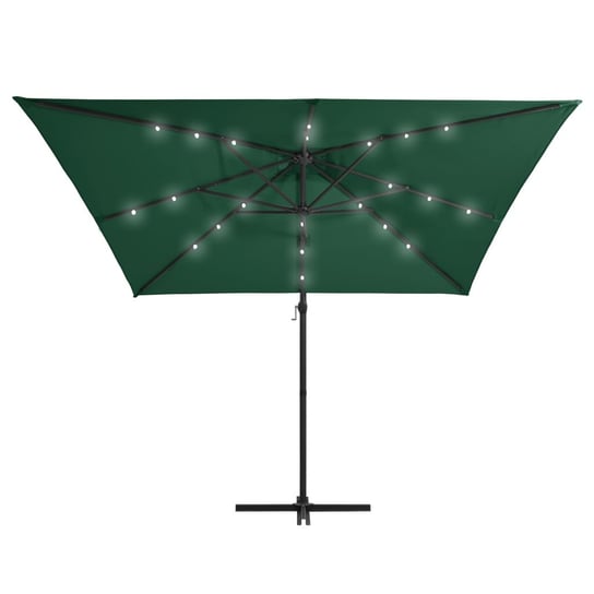 Parasol wiszący zielony ze stalowym słupkiem i LED, 250x250 cm Shumee