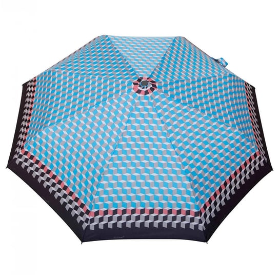 Parasolka automatycznie otwierana i zamykana Carbon Steel Skórzana Rączka - Wzór: cubes-blue Parasol