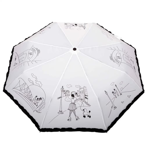 Parasolka Carbon Steel Paryżanka 80km/h, biało-czarna Parasol