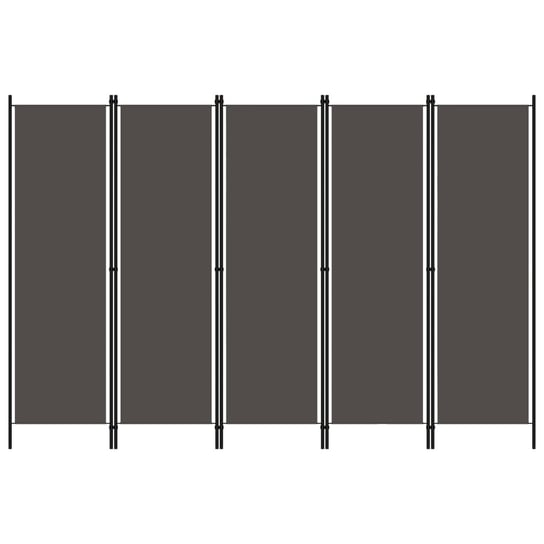 Parawan 5-panelowy, antracytowy, 250 x 180 cm vidaXL