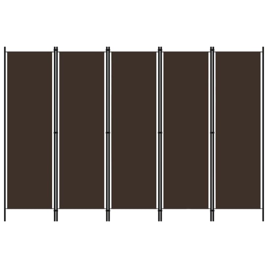 Parawan 5-panelowy, brązowy, 250 x 180 cm vidaXL