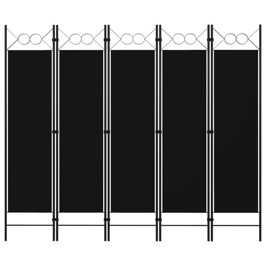 Parawan 5-panelowy, czarny, 200 x 180 cm vidaXL