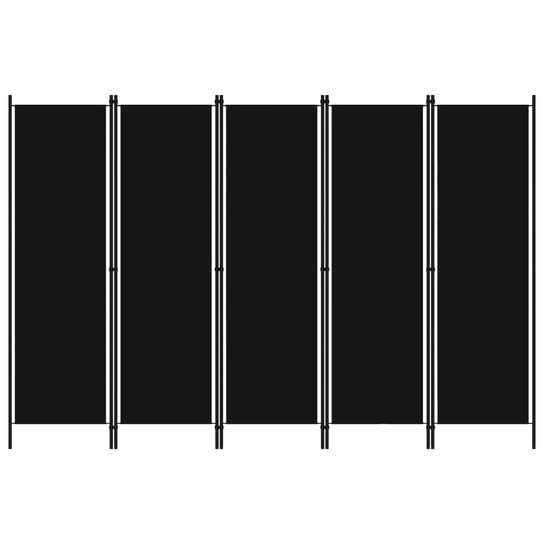 Parawan 5-panelowy, czarny, 250 x 180 cm vidaXL