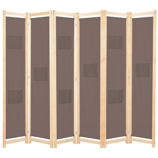 Parawan 6-panelowy, brązowy, 240 x 170 x 4 cm, tkanina vidaXL