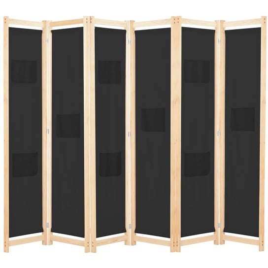 Parawan 6-panelowy, czarny, 240 x 170 x 4 cm, tkanina vidaXL