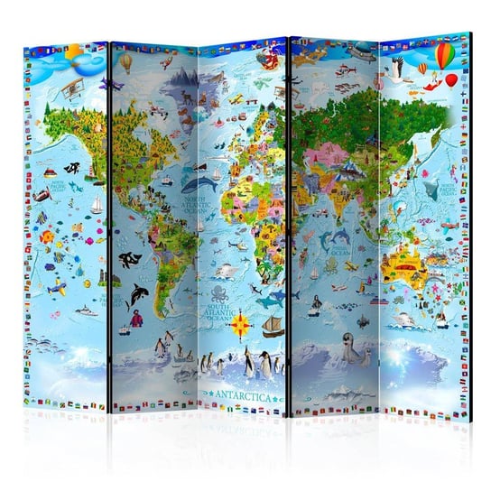 Parawan ARTGEIST Mapa świata dla dzieci II, 5-częściowy ARTGEIST
