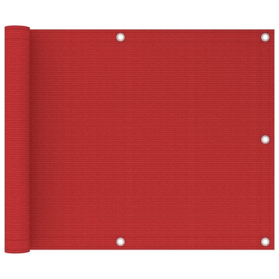 Parawan balkonowy, czerwony, 75x300 cm, HDPE vidaXL
