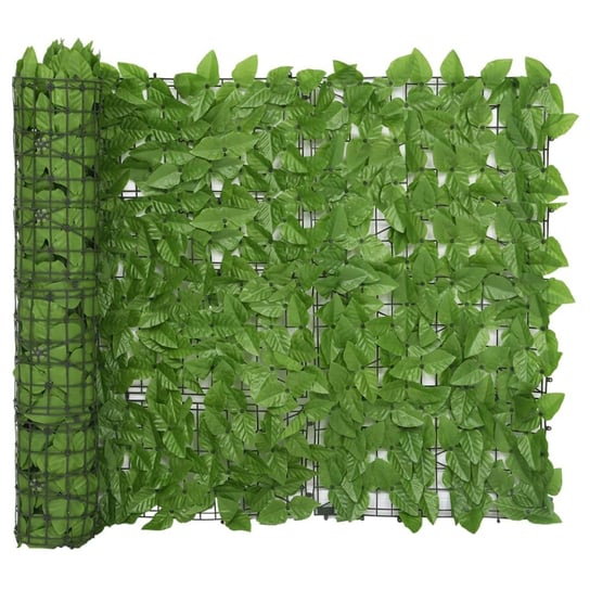 Parawan balkonowy, zielone liście, 600x100 cm vidaXL