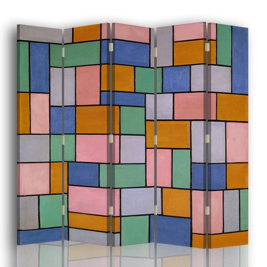 Parawan Composition in Dissonances - Theo van Doesburg - Wewnętrzny dekoracyjny ekran z płótna cm. 180x170 (5 Panele) Legendarte