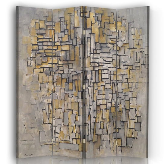 Parawan Composition No. II - Piet Mondrian - Wewnętrzny dekoracyjny ekran z płótna cm. 145x170 (4 Panele) Legendarte