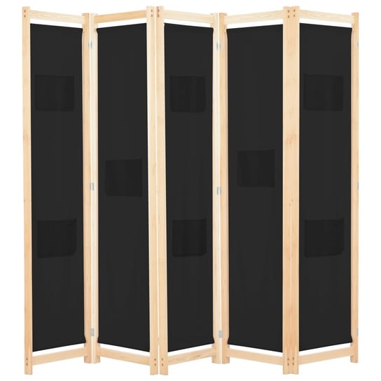 Parawan drewniany 5-panelowy, 200x170x4 cm, czarny / AAALOE Inna marka