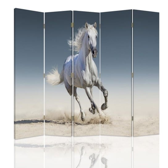 Parawan dwustronny FEEBY, Biały Koń w Galopie 180x170 Feeby