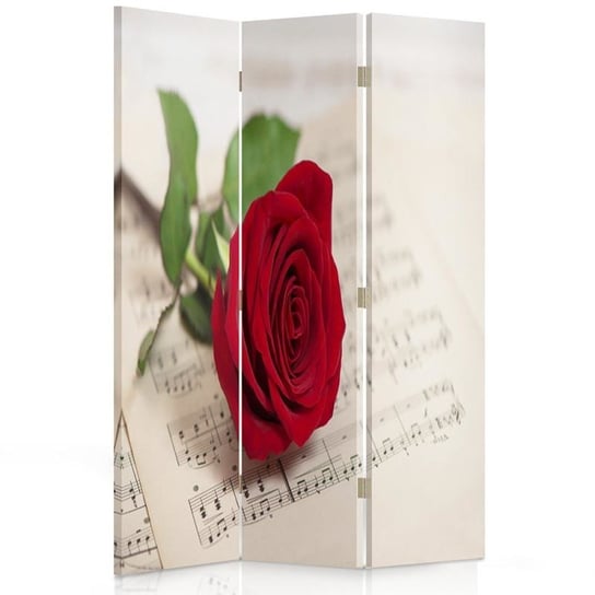 Parawan dwustronny FEEBY, Czerwona Róża Kwiat Muzyka 110x170 Feeby