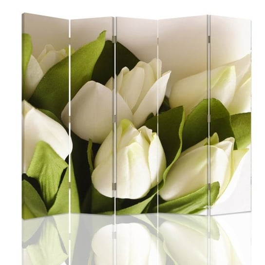 Parawan dwustronny obrotowy FEEBY, Białe Tulipany Kwiaty 180x170 Feeby