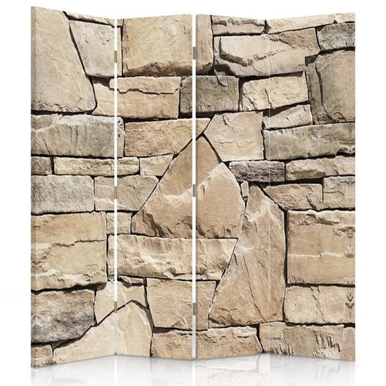 Parawan dwustronny obrotowy FEEBY, Kamienny Mur 145x170 Feeby
