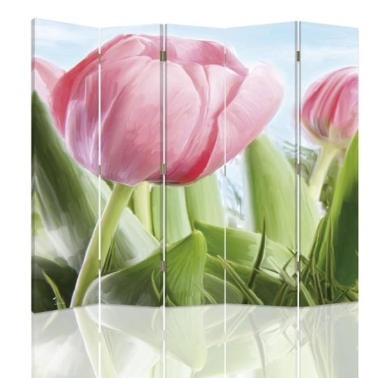 Parawan dwustronny obrotowy FEEBY, Kwiaty Tulipany Natura 180x170 Feeby