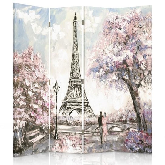 Parawan dwustronny obrotowy FEEBY, Paryż Wieża Eiffla Pastele 145x170 Feeby