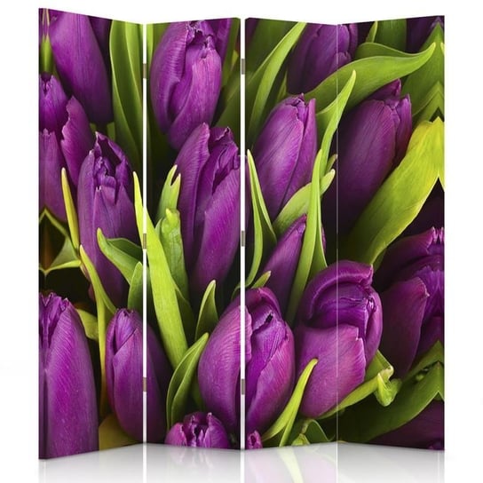 Parawan dwustronny obrotowy FEEBY, Tulipany Fioletowe 145x170 Feeby
